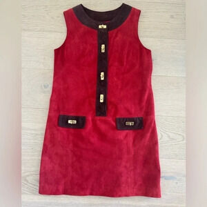 Vintage Milly Shift soft suede dress with gold buckles